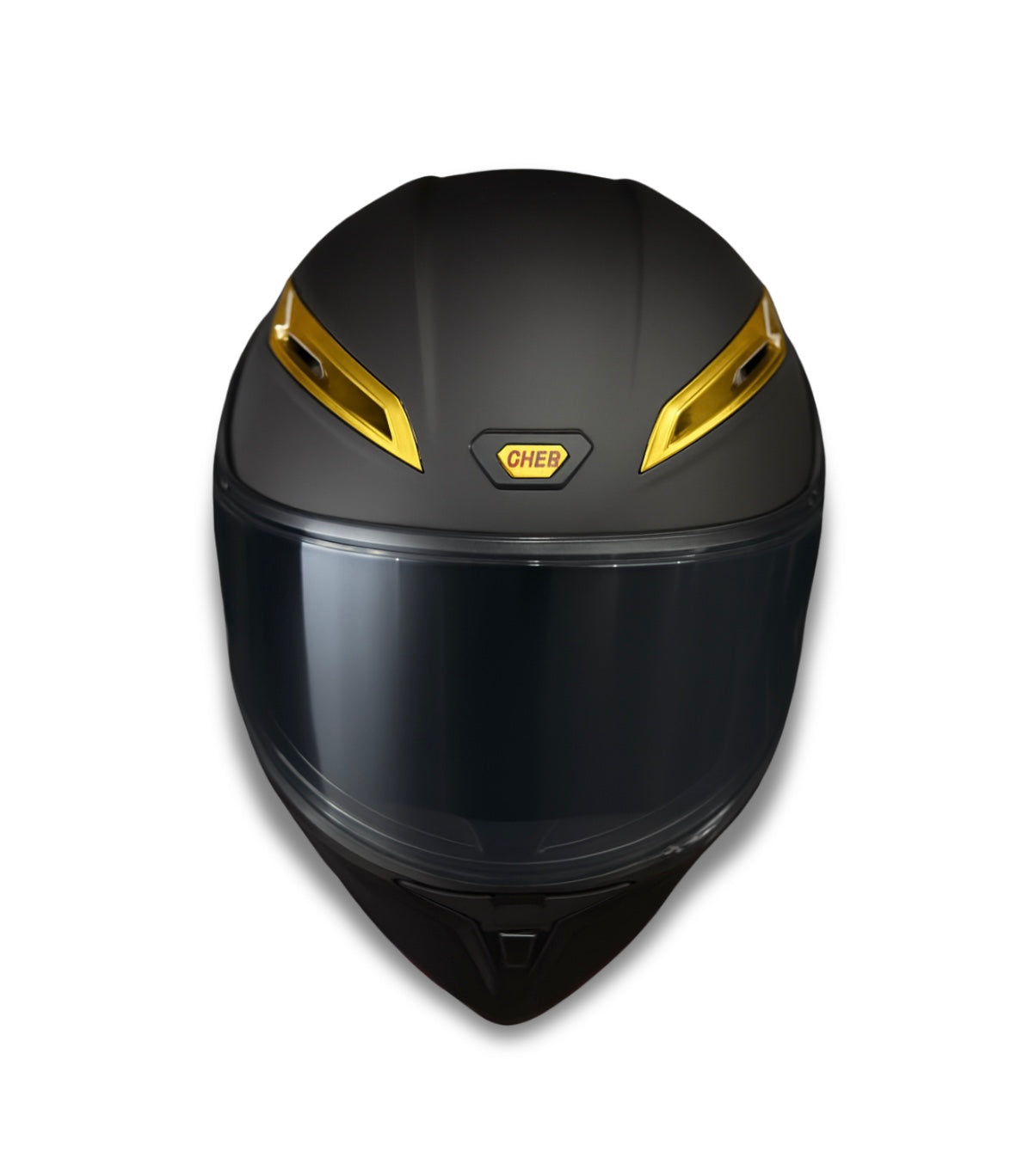 Full Face Helmet – Matte Black with Gold Details