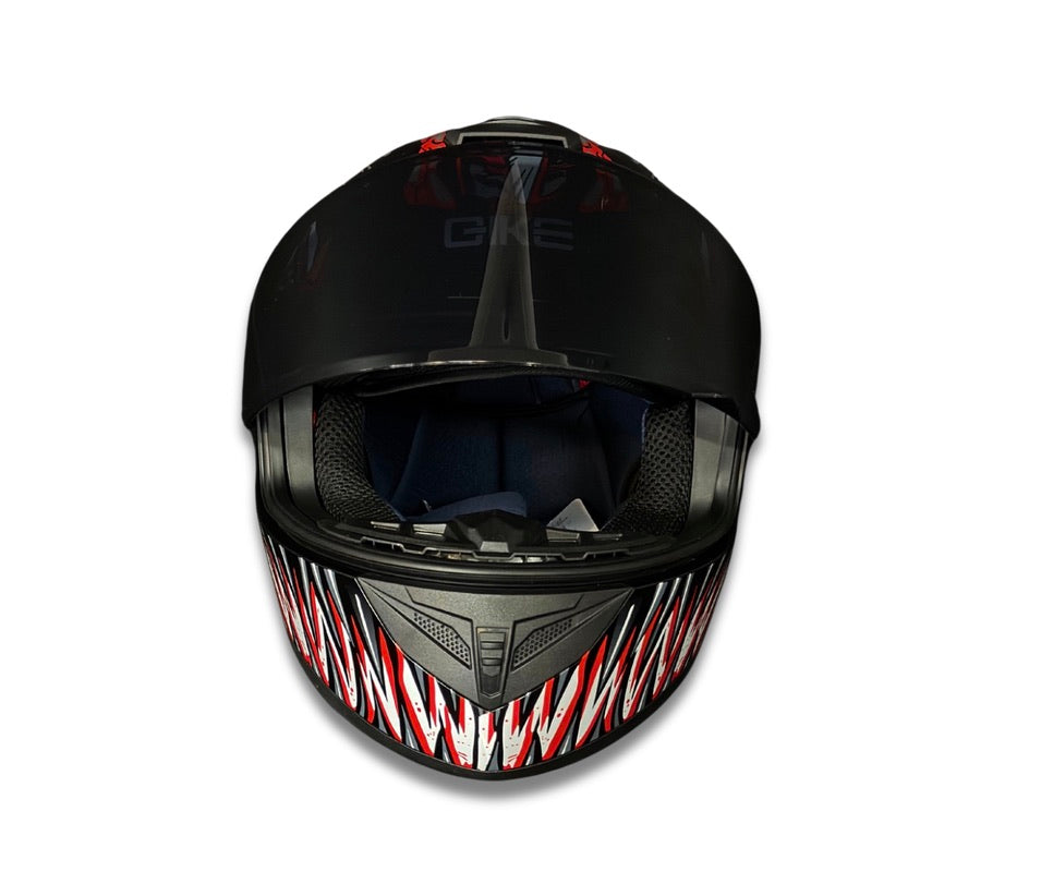 Full Face Helmet Red Smile Graphic