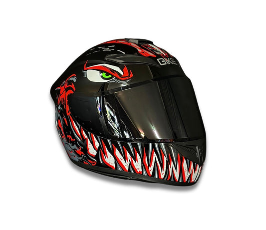 Full Face Helmet Red Smile Graphic
